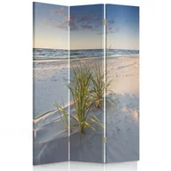 Parawany - Parawan pokojowy FEEBY, Zielona trawa na plaży, Dwustronny 110x170cm 3-częściowy - miniaturka - grafika 1