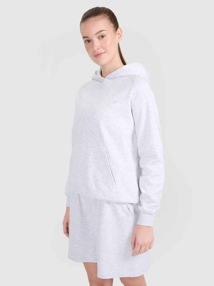 Bluza dresowa nierozpinana z kapturem damska 4F 4FWMM00TSWSF1764-27M Szary S