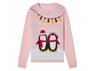 Swetry dla dziewczynek - pepperts!® Świąteczny sweter dziewczęcy LED (146/152, Różowy) - miniaturka - grafika 1