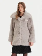Płaszcze damskie - ONLY Futro Ashia 15356621 Szary Regular Fit - miniaturka - grafika 1