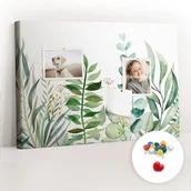 Tablice i flipcharty - Szkolna Tablica korkowa 60x40 cm, Kolorowe Pinezki, wzór Akwarela liście - miniaturka - grafika 1