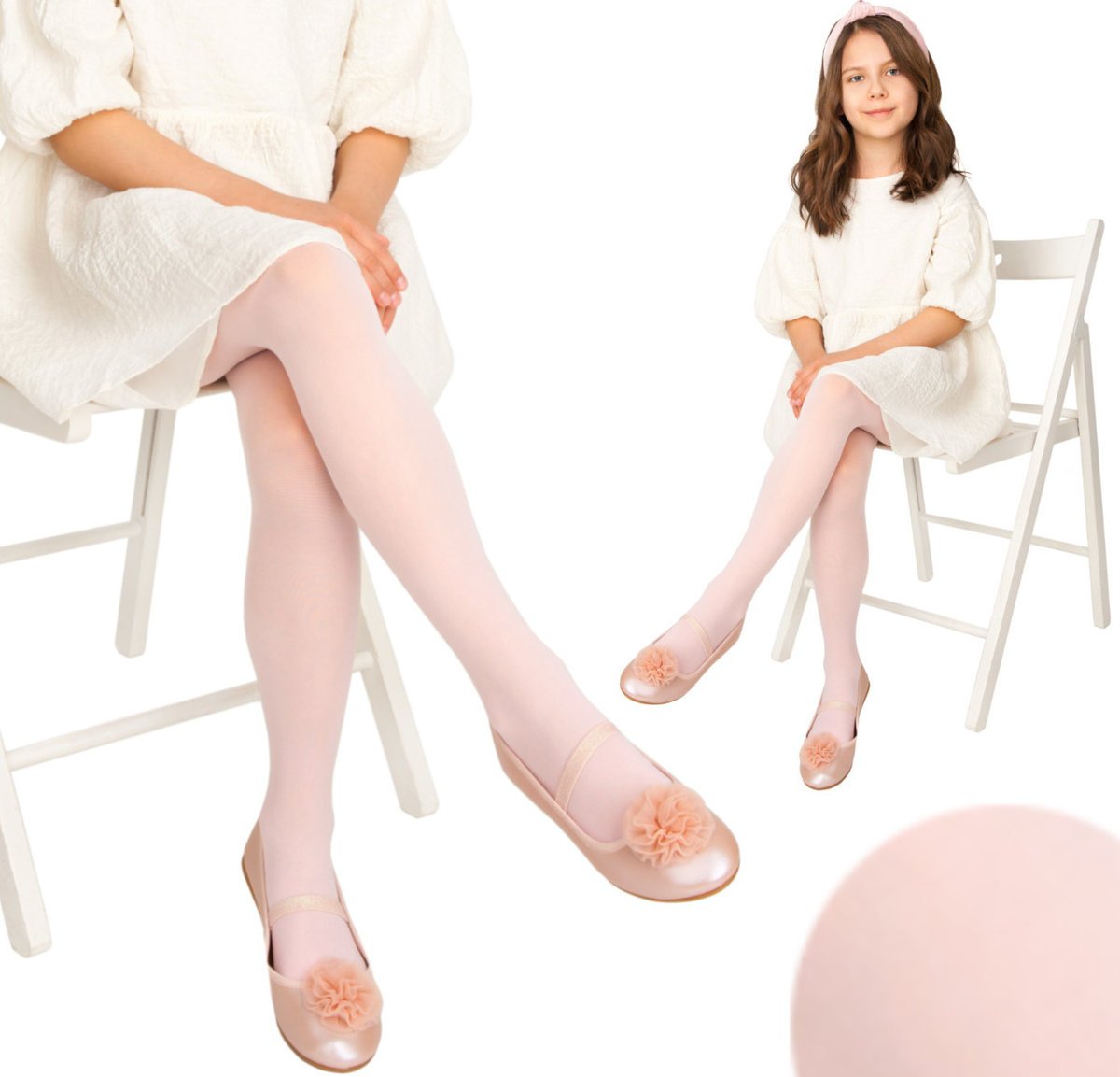 Rajstopy Noviti Stella białe gładkie 20DEN 116/122