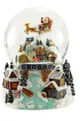 Ozdoby bożonarodzeniowe - Kula Ze Śniegiem Mikołajem W Saniach  I Z Pozytywką, Oświetlona - miniaturka - grafika 1