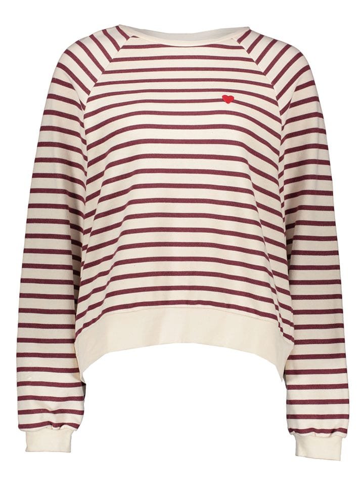 Pieces Bluza w kolorze beżowo-czerwonym