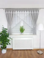 Firany - FIRANA GOTOWA Z ZASŁONAMI SZARA FIRANY DO KUCHNI DO SALONU WOAL ZASŁONY - miniaturka - grafika 1