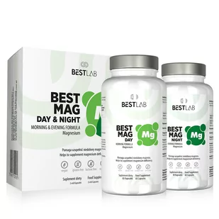 Best Lab Best Mag BestMag Day & Night (60+60) 120kaps. Magnez Formuła Dzień Noc - Witaminy i minerały - miniaturka - grafika 1