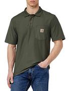 Koszulki męskie - Carhartt Męska koszulka polo z krótkim rękawem i kieszenią o luźnym kroju, Mech, L - miniaturka - grafika 1