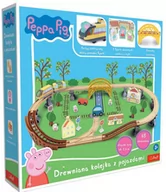 Zabawki zręcznościowe - Drewniana Kolejka Z Elektrycznym Pociągiem Peppa Pig 65 Elementów Hasbro - miniaturka - grafika 1