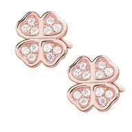 Biżuteria dla dzieci - Srebrne kolczyki koniczynki złocone z cyrkoniami różowe złoto - miniaturka - grafika 1