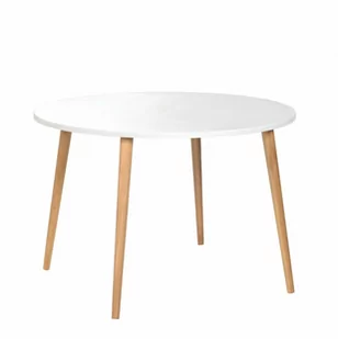 Stół okrągły ze sklejki biały 110 cm Crystal White, Wykończenie nogi - Dąb olejowany, Średnica blatu [cm] - 110, Wysokość [cm] - 75 - Stoły - miniaturka - grafika 1