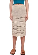 Spódnice - Urban Classics Ladies 3/4 Crochet Knit Skirt damska długa spódnica czarna Basics, Streetwear, trawa softseagrass, S - miniaturka - grafika 1