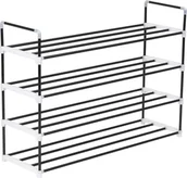 Szafki na buty - Stojak na buty z 4 półkami, metalowy i plastikowy, czarny - miniaturka - grafika 1