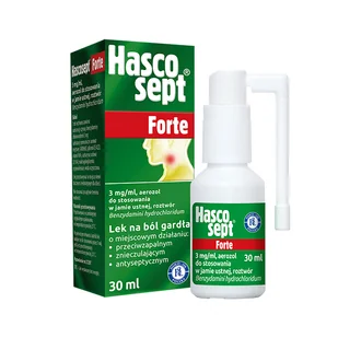 Hascosept Forte 3 mg/ml Aerozol do stosowania w jamie ustnej, 30 ml - Przeziębienie i grypa Hascosept Forte 3 mg/ml Aerozol do stosowania w jamie ustnej, 30 ml - Przeziębienie i grypa - miniaturka - grafika 1