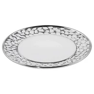 Tace i patery - Patera Ceramiczna Okrągła Madlen 30X30 Bała + Srebrna - miniaturka - grafika 1