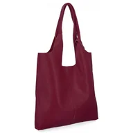 Torebki damskie - Włoska Torebka Skórzana Shopper Bag z Kosmetyczką 165 Ciemno Bordowa - miniaturka - grafika 1