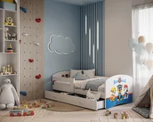 Łóżka dla dzieci i młodzieży - Łóżko dziecięce JOHNY z szufladą i grafiką - 80x180 - PŁYTA - Biały - miniaturka - grafika 1