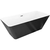 Wanny - Mexen Tava wanna wolnostojąca ryflowana 170 x 75 cm, biała/czarna, przelew gun gray szczotkowany - 52851707575-66 - miniaturka - grafika 1
