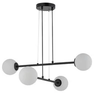 Lampy sufitowe - Sigma nowoczesny czarno-biały żyrandol do salonu 33372 BALANS 4 czarna lampa sufitowa klosze białe kule 33372 - miniaturka - grafika 1
