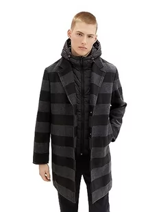 TOM TAILOR Denim Męski płaszcz wełniany 1037397, 32664, czarny, szary Buffalo Check XXL, 32664 - Black Grey Buffalo Check, XXL - Płaszcze męskie - miniaturka - grafika 1
