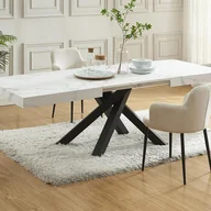 Stoły - Stół do jadalni rozkładany dla 6 do 10 osób z MDF i metalu - Imitacja marmuru biały i czarny - CATONAV - miniaturka - grafika 1