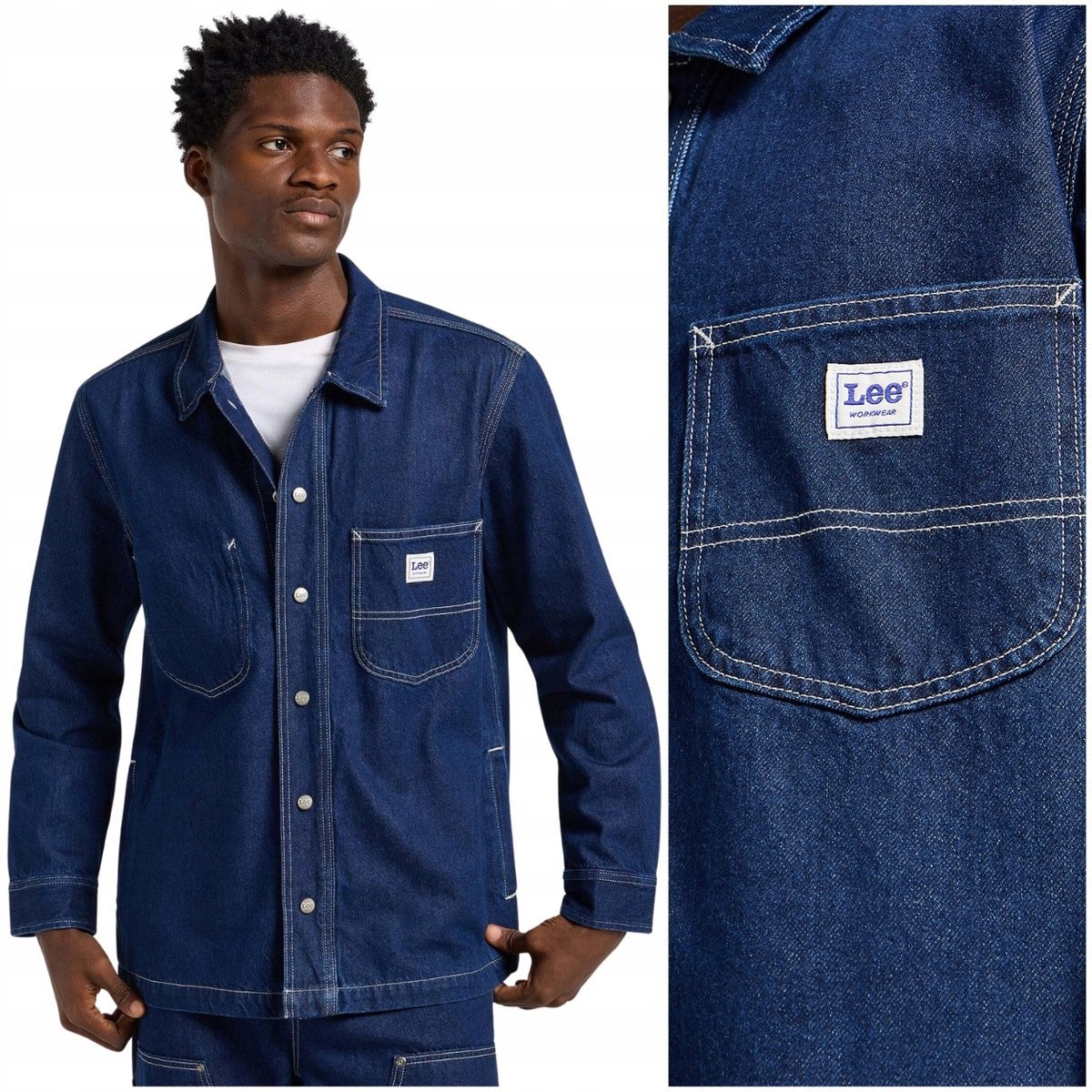 Lee Rlx Workwear Overshirt Raw luźna jeansowa kurtka koszula katana S