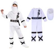 Stroje karnawałowe - Strój Kostium Przebranie Wojownik Ninja Dla Dzieci Biały 128/134       (L)   J Ii 15 C - miniaturka - grafika 1