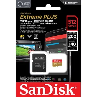 Karta pamięci SANDISK Extreme Plus microSDXC 512GB + Adapter - Karty pamięci - miniaturka - grafika 1
