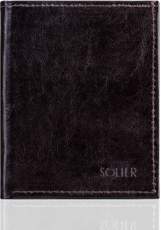 Solier Brązowe skórzane portfel etui na paszport SOLIER ALIVIA