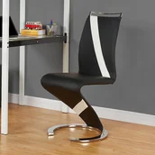 Krzesła - Komplet 6 krzeseł TWIZY - Materiał skóropodobny czarny + biały - miniaturka - grafika 1