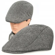 Czapki męskie - Kaszkiet Męski Zimowy Ocieplany Elegancka Czapka w Jodełkę 50% Wełny - miniaturka - grafika 1