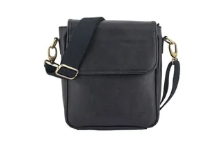 Torby męskie ze skóry naturalnej na ramię - Barberini's - Czarny - Czarny - Torby męskie - miniaturka - grafika 1