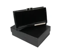 Portfele - Portfel Damski Skórzany GREGORIO 14 cm Klamra i Klapka Skóra Naturalna Lakierowany GF-108 CZARNY RFID 14 x 9 x 4 [cm] - miniaturka - grafika 1