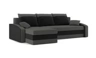 Narożniki - Narożnik Hewlet z Funkcją Spania Łóżko Rogówka Sofa, Szary-Czarny - miniaturka - grafika 1