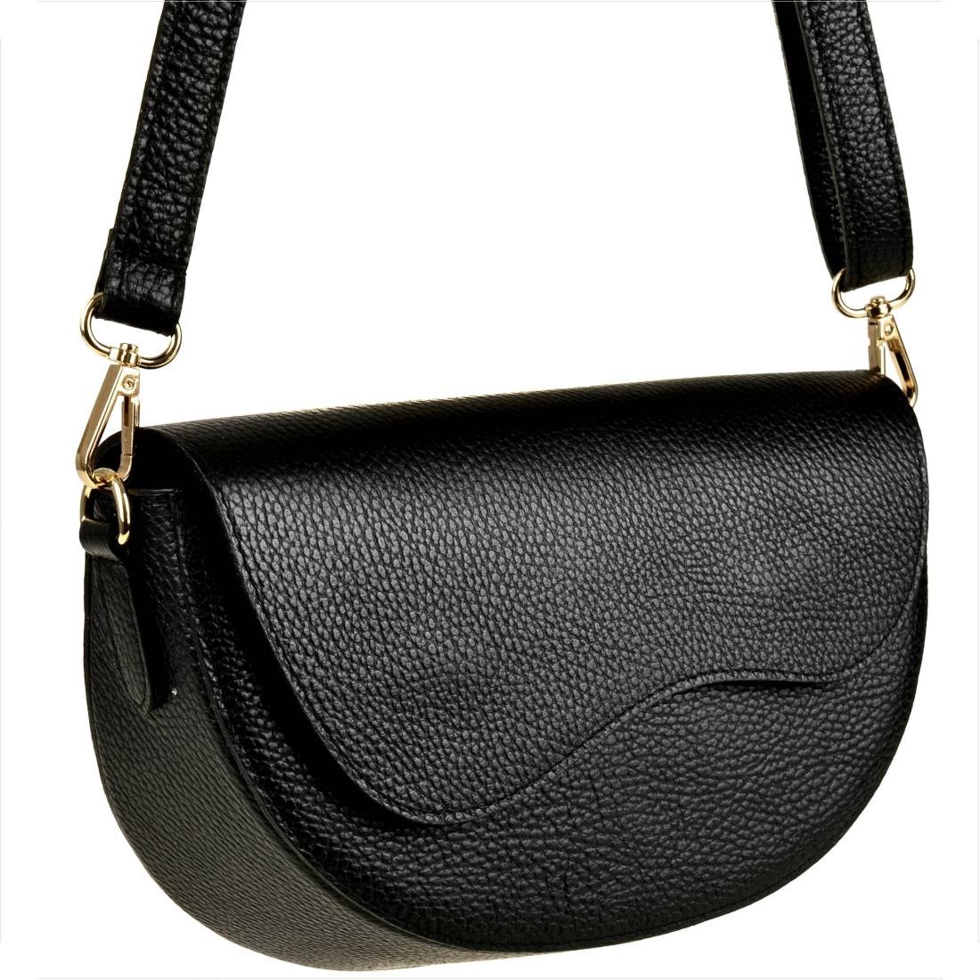 Borse in Pelle skórzana listonoszka czarna szeroki pasek