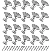 Zawiasy, okucia i inne akcesoria - 20 sztuk gałek meblowych, gałki do drzwi, uchwyty do szuflad, kształt grzyba, pojedynczy otwór, srebrny, okrągły uchwyt, pojedynczy otwór, gałki meblo - miniaturka - grafika 1