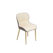 Krzesła - KRZESŁO tapicerowane kremowa skóra szare boki złote nogi styl glamour - miniaturka - grafika 1