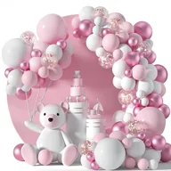 Baby shower i roczek - BALONY GIRLANDA DLA DZIEWCZYNKI BABY SHOWER URODZINY CHRZEST RÓŻOWE 107szt - miniaturka - grafika 1