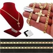 Łańcuszki - MĘSKI ZŁOTY ŁAŃCUSZEK+KRZYŻYK 925+585 PATRIOTYCZNY - miniaturka - grafika 1