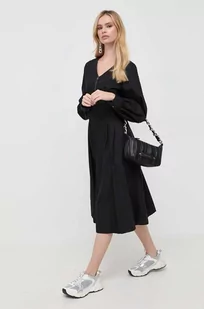 Karl Lagerfeld sukienka bawełniana kolor czarny mini rozkloszowana - Sukienki - miniaturka - grafika 1