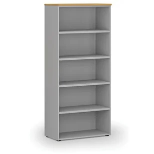 Regał biurowy PRIMO GRAY, 1781 x 800 x 420 mm, szary/buk - Regały biurowe - miniaturka - grafika 1