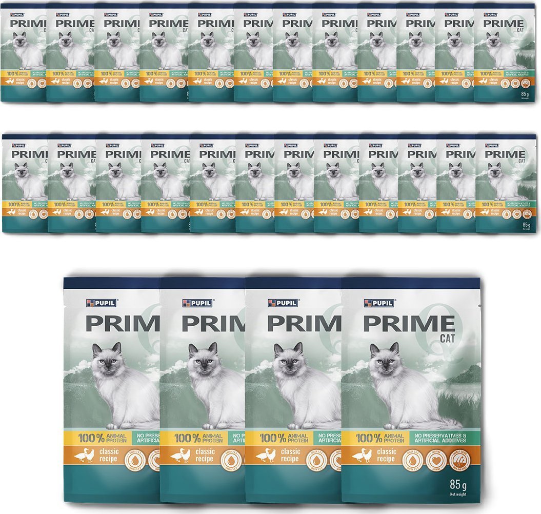 PUPIL Prime Karma mokra dla kota PUPIL Prime bogata w drób z kaczką saszetka 28 x 85 g