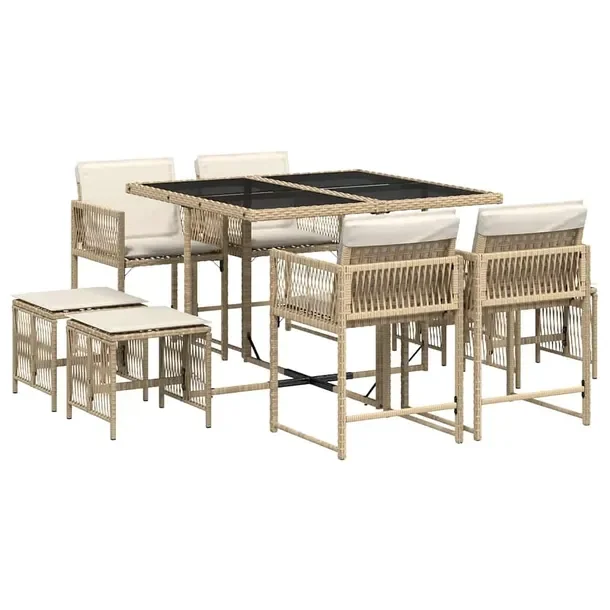 Zestaw Mebli Ogrodowych Rattan PE 110x106x73, Beżowy