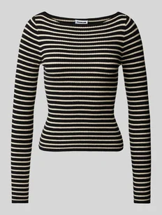 Sweter z dzianiny z dekoltem w łódkę model ‘FINA’ - Swetry damskie - miniaturka - grafika 1