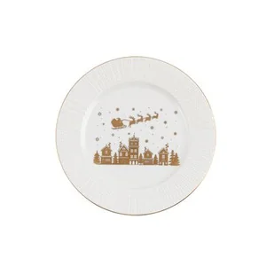 Talerz deserowy reliefowany złote domki 20 cm - Talerze - miniaturka - grafika 1