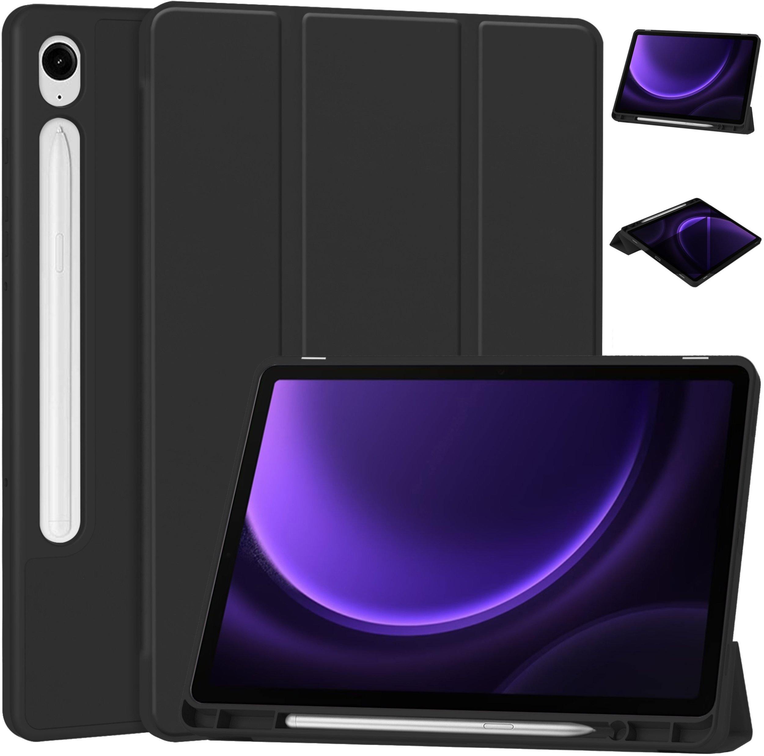 Etui na tablet 4kom.pl Etui Smart Pencil do Samsung Galaxy Tab S9 SM X716 S9 FE S10 FE Lite, czarne - ochronne