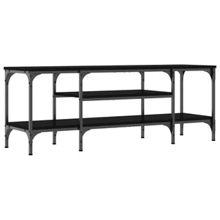 vidaXL Szafka pod TV czarna 121x35x45 cm materiał drewnopochodny i żelazo - Szafki RTV - miniaturka - grafika 1
