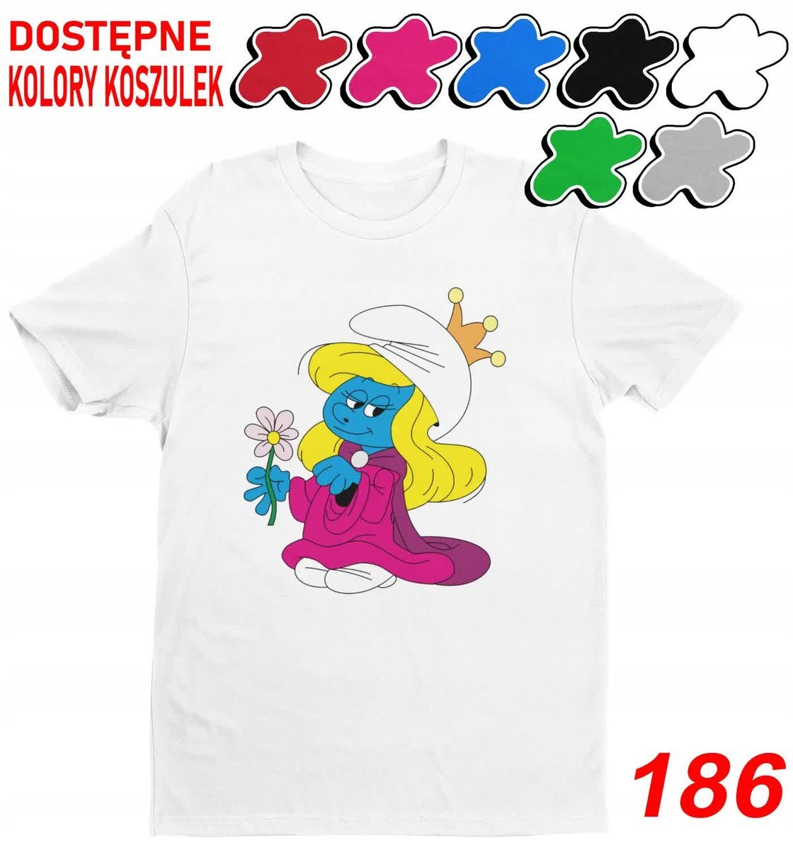 Dziecięca Koszulka T-Shirt Z Nadrukie Duży Wybór Smefrf Smerfetka-M 134-140