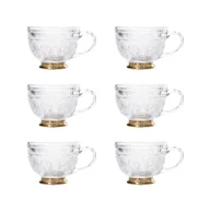 Filiżanki - Zestaw 6X Filiżanka Barrel Szklana Wzorzysta Ze Złota Nóżką 0,36 L Homla - miniaturka - grafika 1