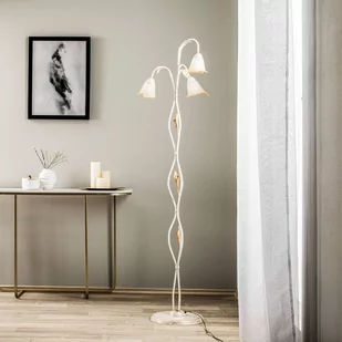 ONLI Lampa stojąca Lucrezia kość słoniowa klosz kwiat - Lampy stojące - miniaturka - grafika 1