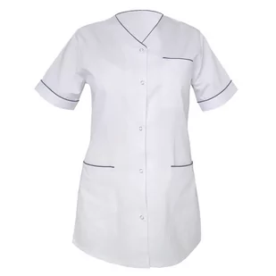 Żakiet medyczny damski biały fartuch lekarski  lamówka granatowa 46 - Odzież robocza - miniaturka - grafika 1